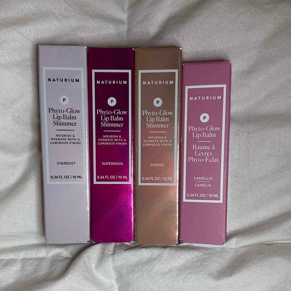 Naturium Lip Balm Shimmer Set: Stardust, Supernova, Cosmic, Camellia (non-shimm)